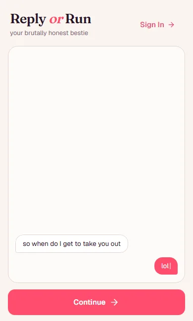 Reply or Run screenshot 1